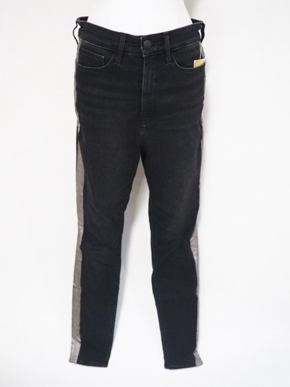 Athleta Black Skinny Denim Sculptek Jeans With Silver Stripe, Size 6